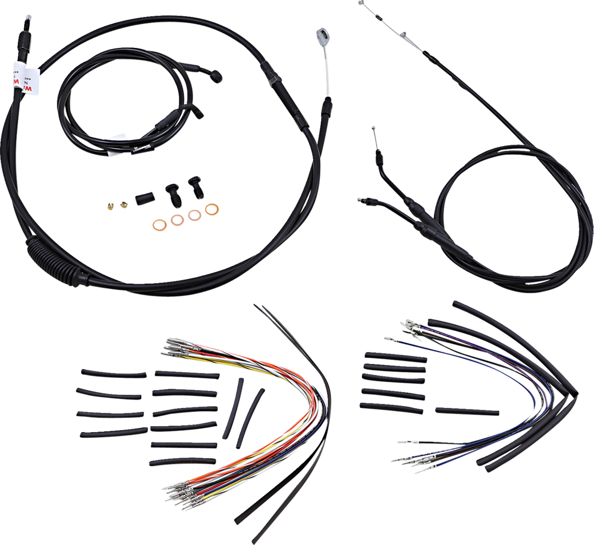 Burly Brand Complete Black Vinyl Handlebar Cable/Line Kit For Ape Hangers - 16" - '06 FXD