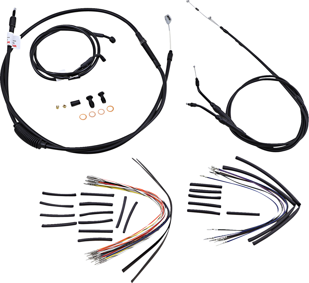 Burly Brand Complete Black Vinyl Handlebar Cable/Line Kit For Ape Hangers - 16" - '06 FXD