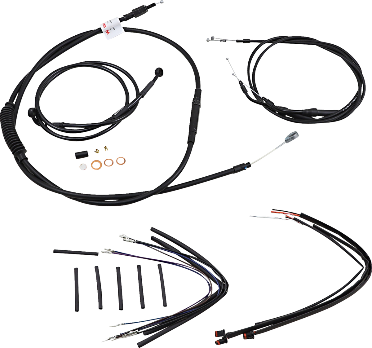 Burly Brand Jail Bar Cable Kit - 12" Handlebars - Black Vinyl - '12-'17 Dyna
