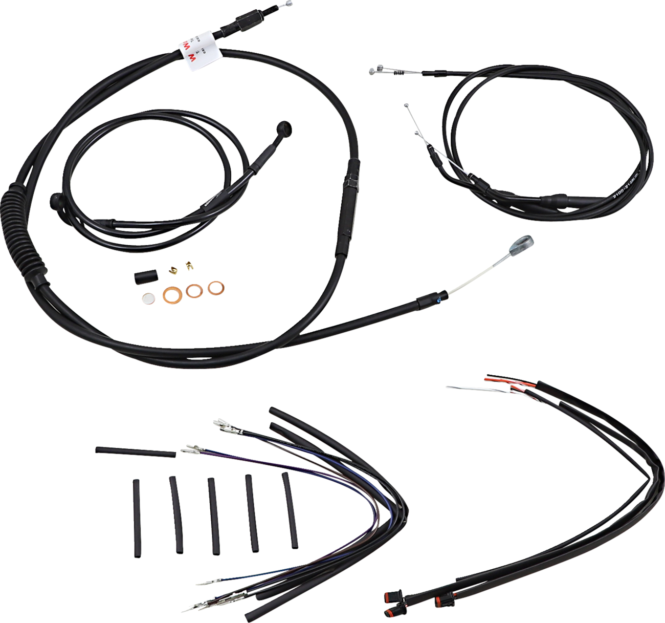 Burly Brand Jail Bar Cable Kit - 12" Handlebars - Black Vinyl - '12-'17 Dyna