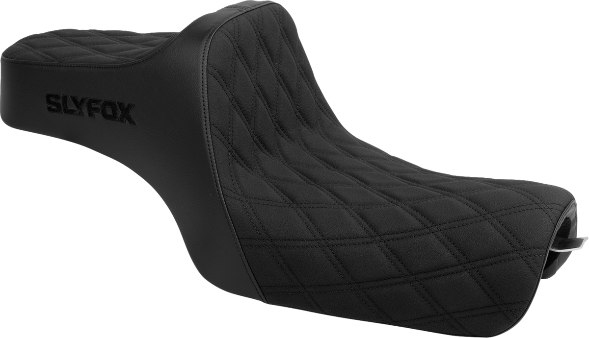 Slyfox High Noon Seat - Double Diamond - Black Logo - Black Stitch - XL '04-'22