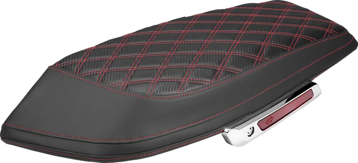 Saddlemen Saddlebag Lid Covers - Lattice - Carbon Fiber - Red Stitch - FLH/FLT '23-'26
