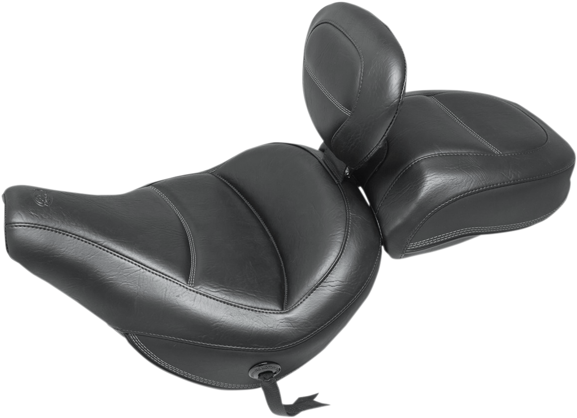 Mustang Max Profile Solo Touring Seat - With Driver Backrest - Black - Original - FLHC/FLDE