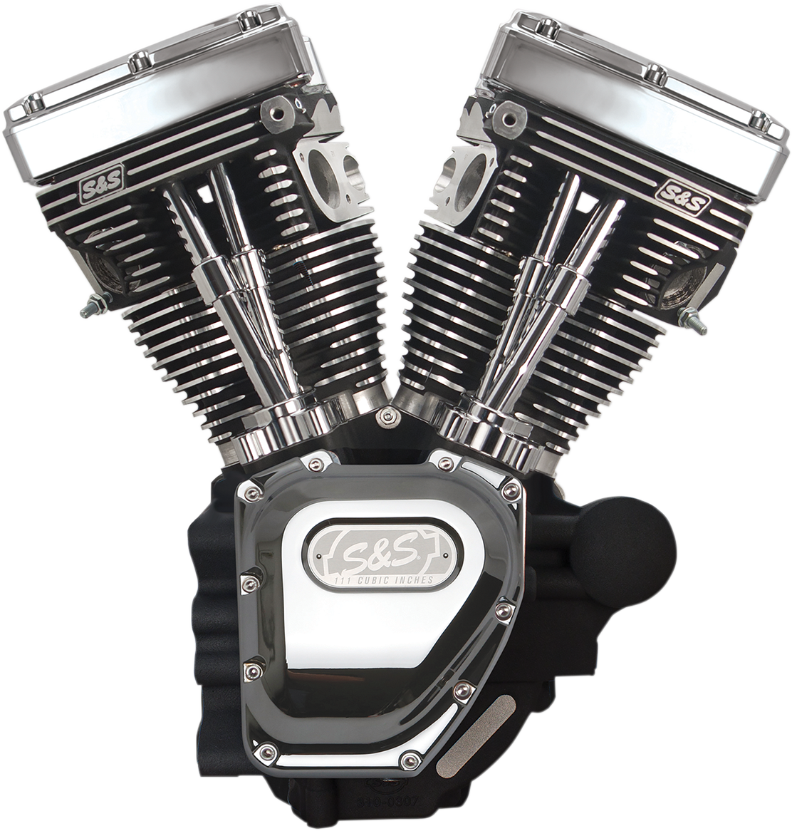 S&S Cycle T111 Long Block Engine - Wrinkle Black And Chrome - Touring
