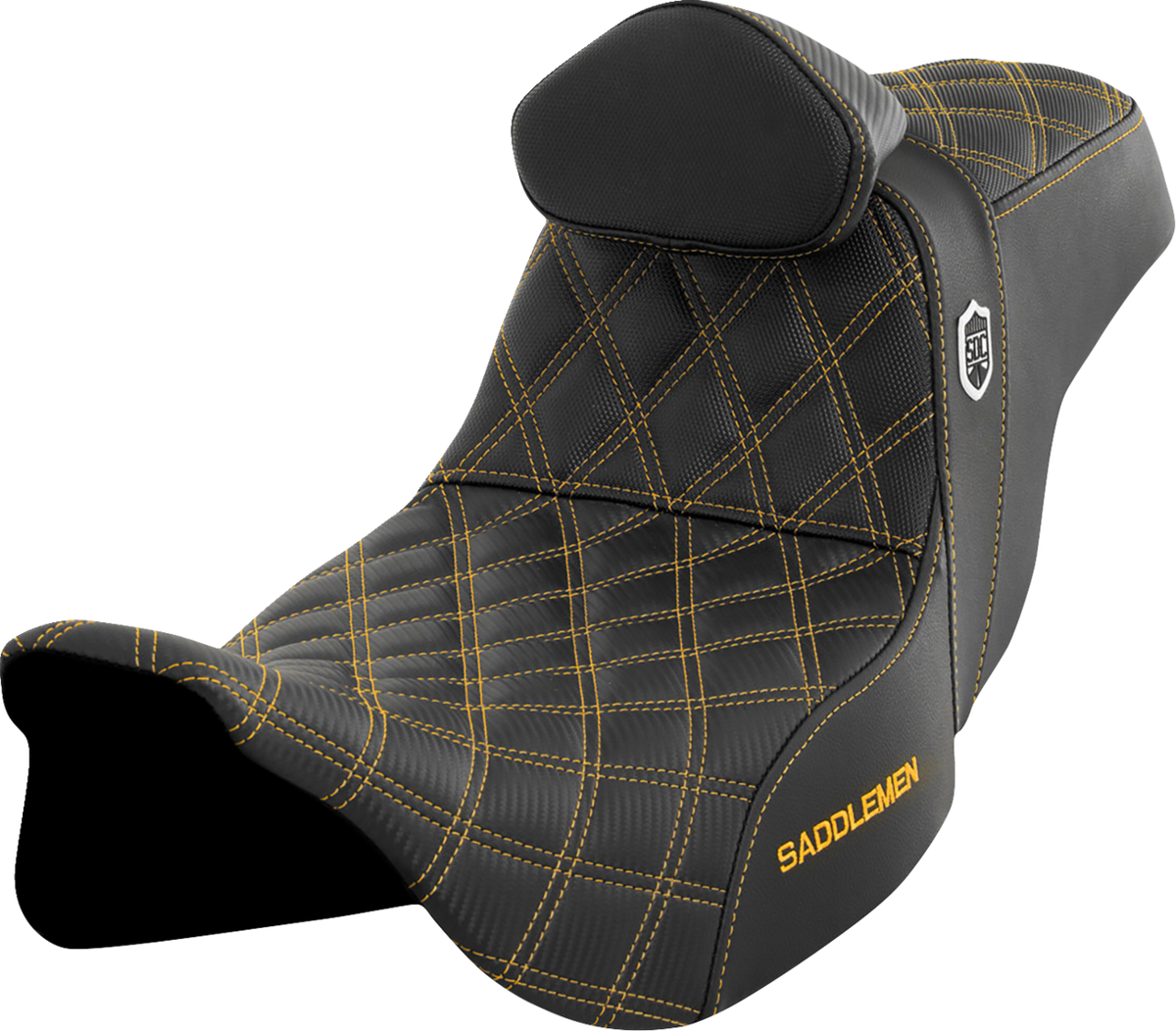 Saddlemen Pro Series SDC Performance Seat - W/ Backrest - Gold Stitch - FLH/FLT '08-'25