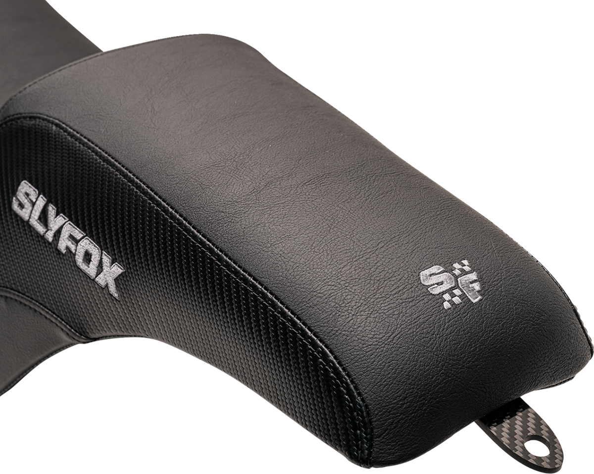 Slyfox Lowrider Drifter Seat - Gray Logo - Smooth Vinyl - Carbon Fiber - FXLR/FLSB '18-'24