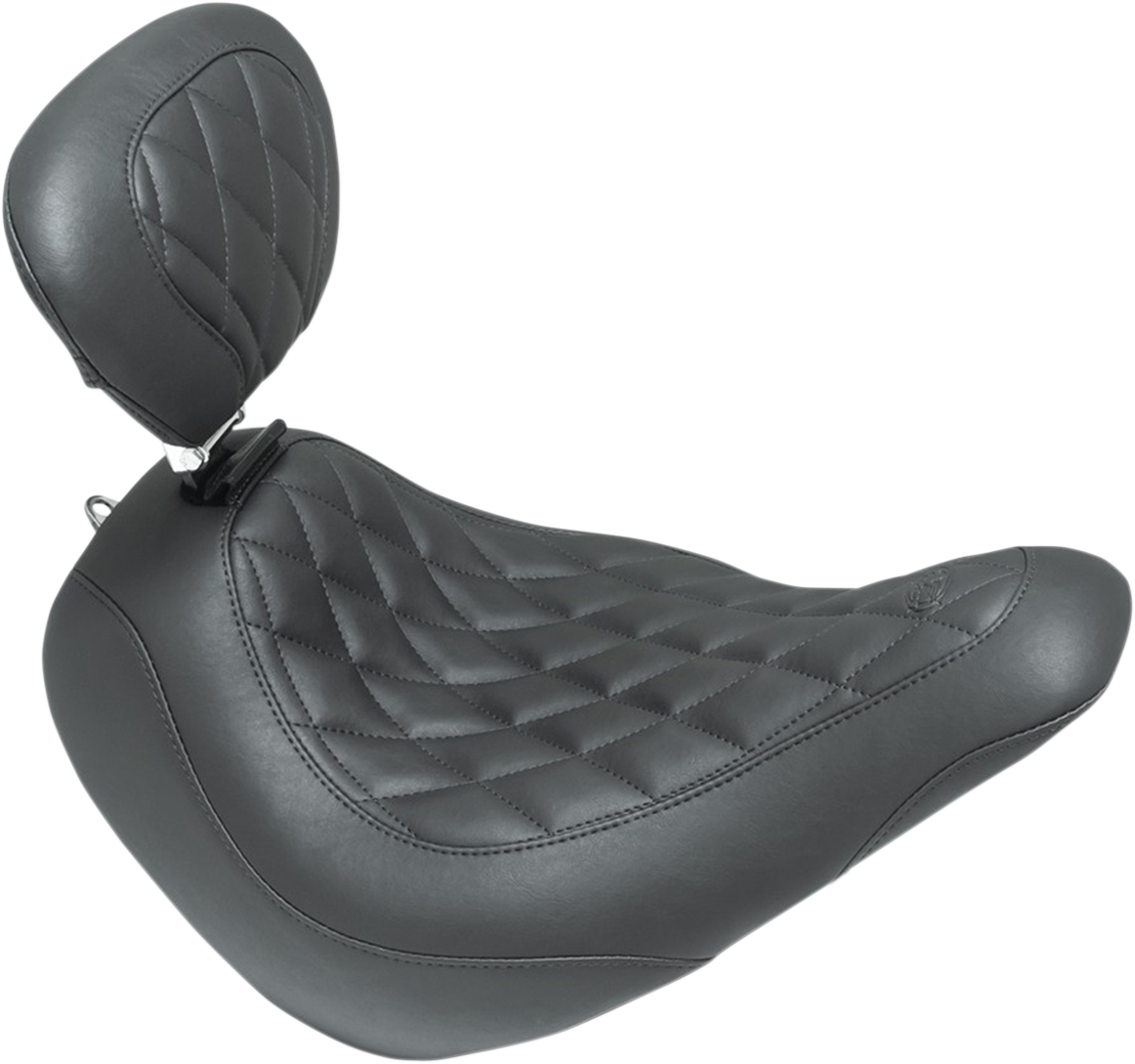 Mustang Wide Tripper™ Seat - With Driver's Backrest - Diamond Stitching