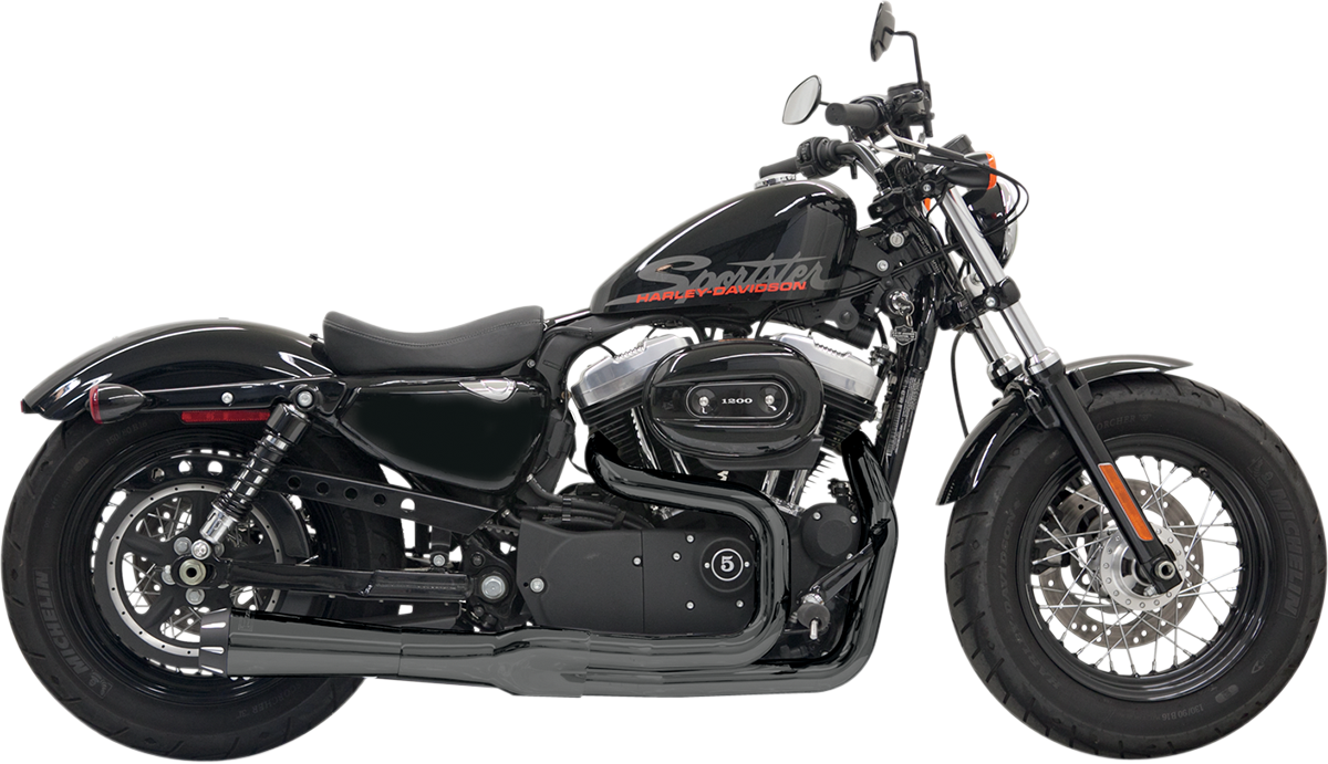 Bassani Xhaust Mega Power Exhaust - Black - Short - '04-'13 XL With Mid/Forward Controls
