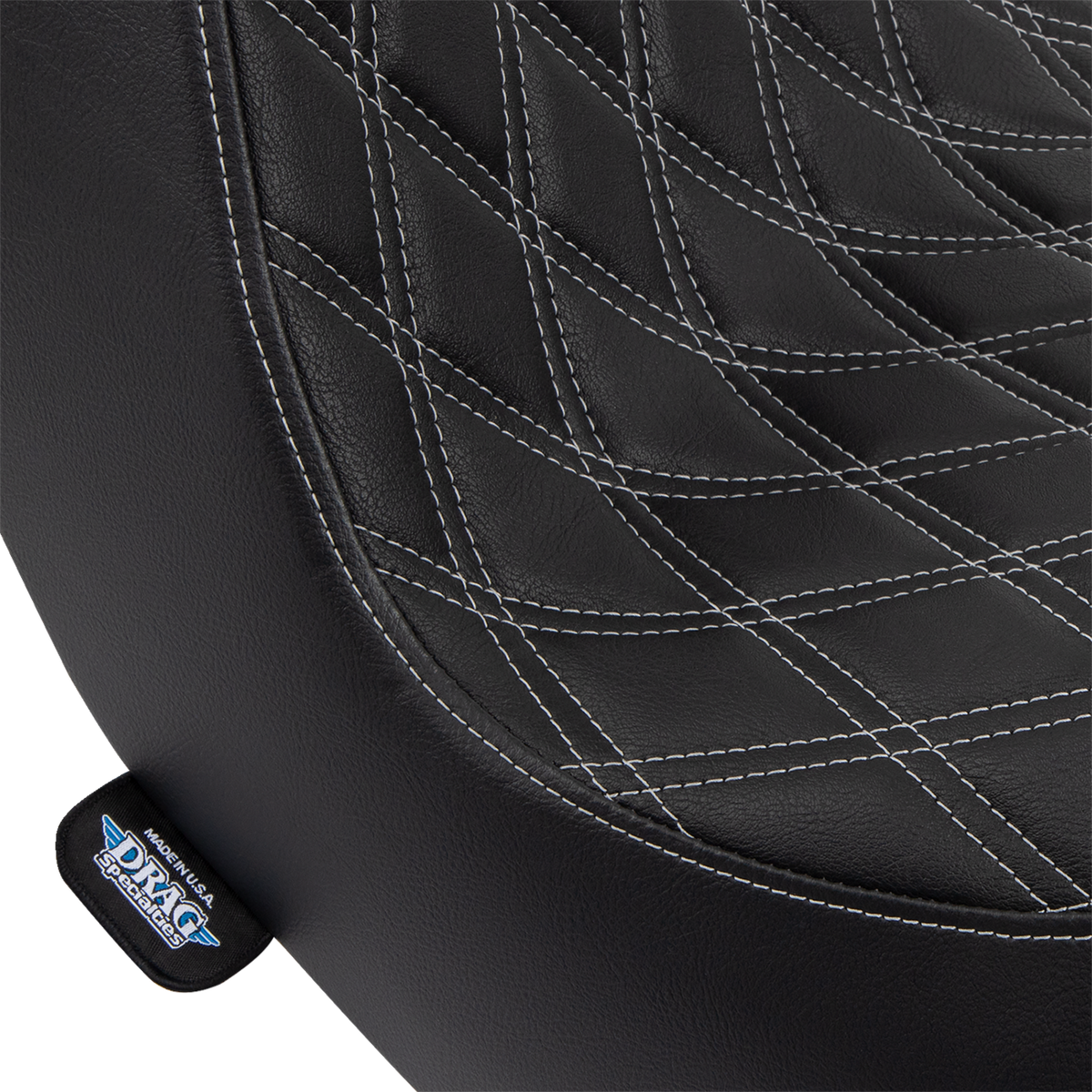 Drag Specialties Seats Predator III 2-Up Seat - Vinyl - Double Diamond - Silver Stitching - FL/FX '18-'24