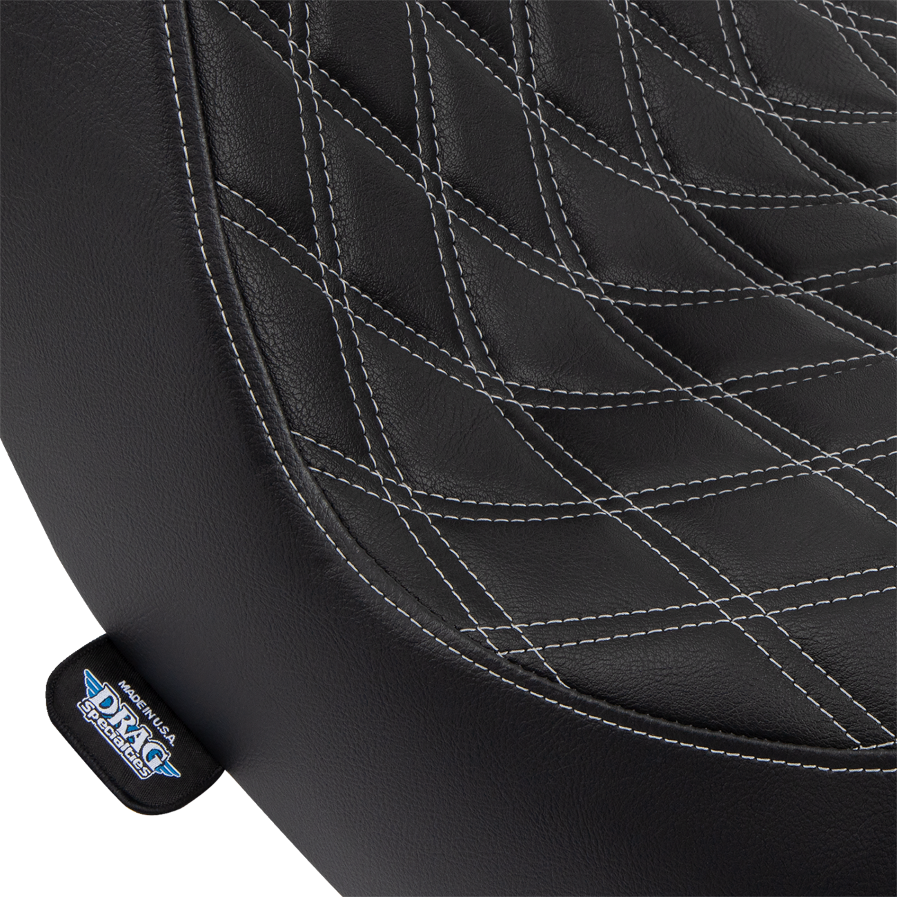Drag Specialties Seats Predator III 2-Up Seat - Vinyl - Double Diamond - Silver Stitching - FL/FX '18-'24