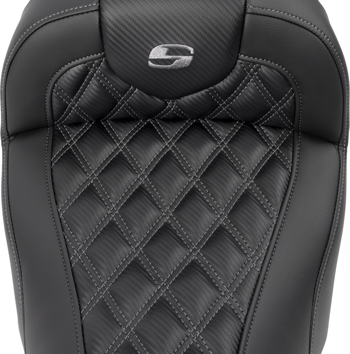 Saddlemen RoadSofa™ Seat - Without Backrest - Carbon Fiber - Lattice Stitch - Gray Stitch - FLTR/FLHX '23-'24