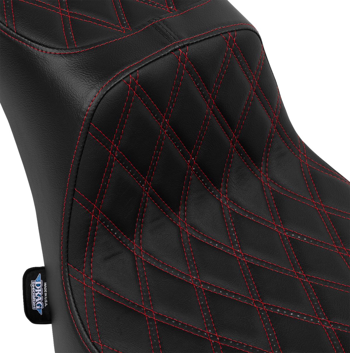 Drag Specialties Seats Performance Predator 2-Up Seat - Vinyl - Double Diamond - Red Thread - FL '00-'17