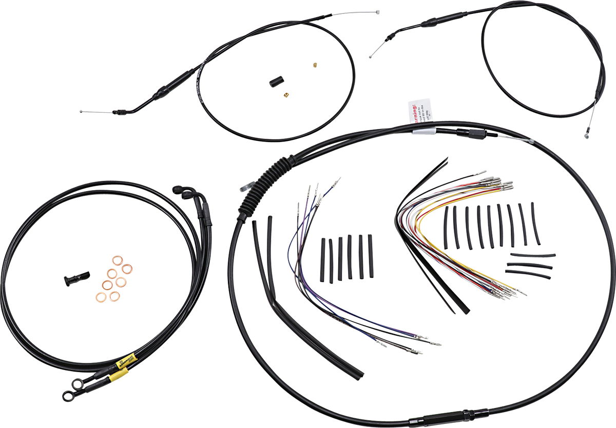 Burly Brand Jail Bar Cable Kit - 14" Handlebars - Black Vinyl - '96-'05 Dyna