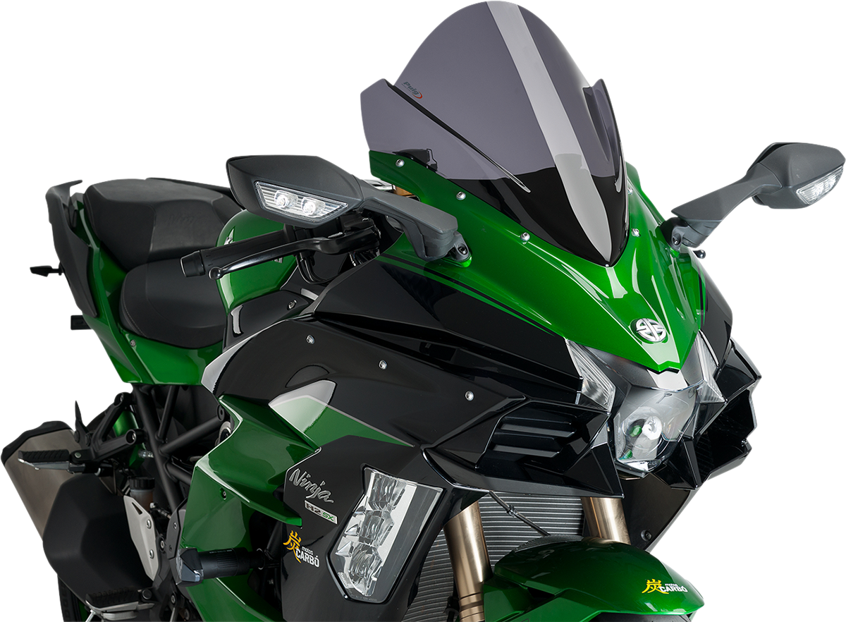 PUIG HI-Tech Parts Race Windscreen - 15-3/4" - Dark Smoke - Kawasaki