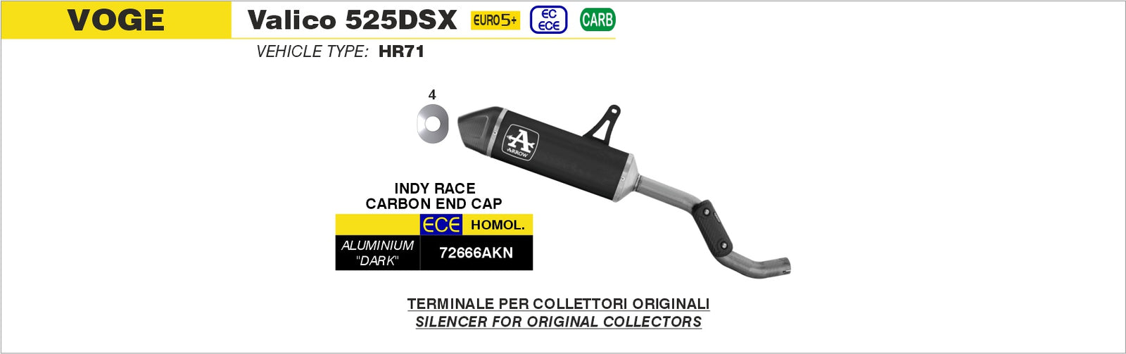 72666AKN Indy Race Aluminium Dark Slip On With Carbon End Cap