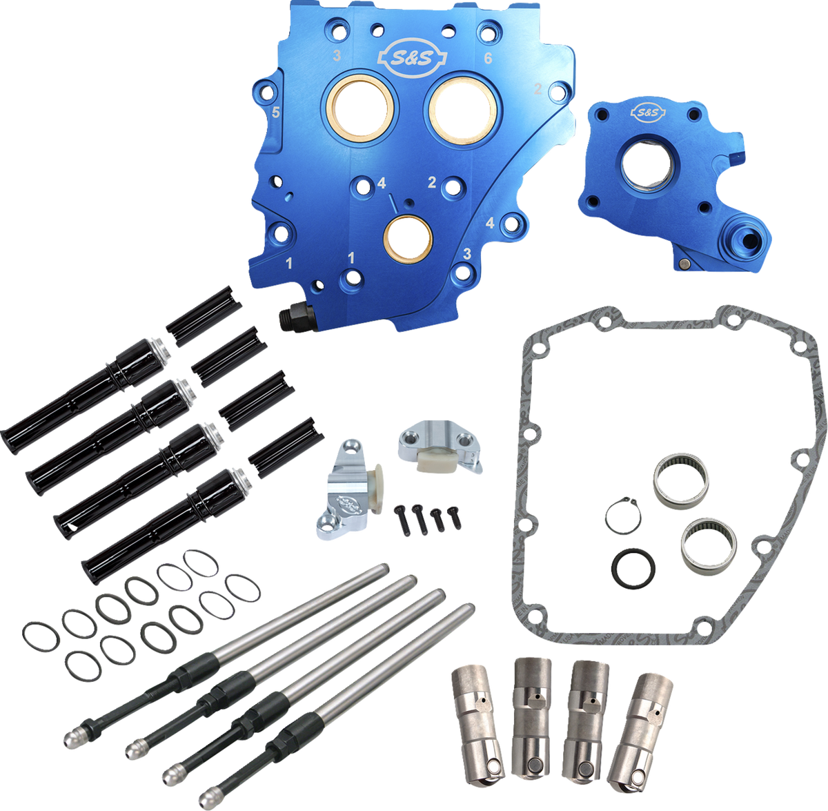 S&amp;S Cycle Cam Chest Kit Without Cams - Chain Drive - Black Pushrods - Twin Cam