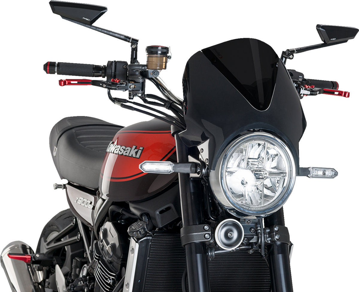 PUIG HI-Tech Parts Windscreen - 13" - Black/Dark Smoke - Z900rs/SE
