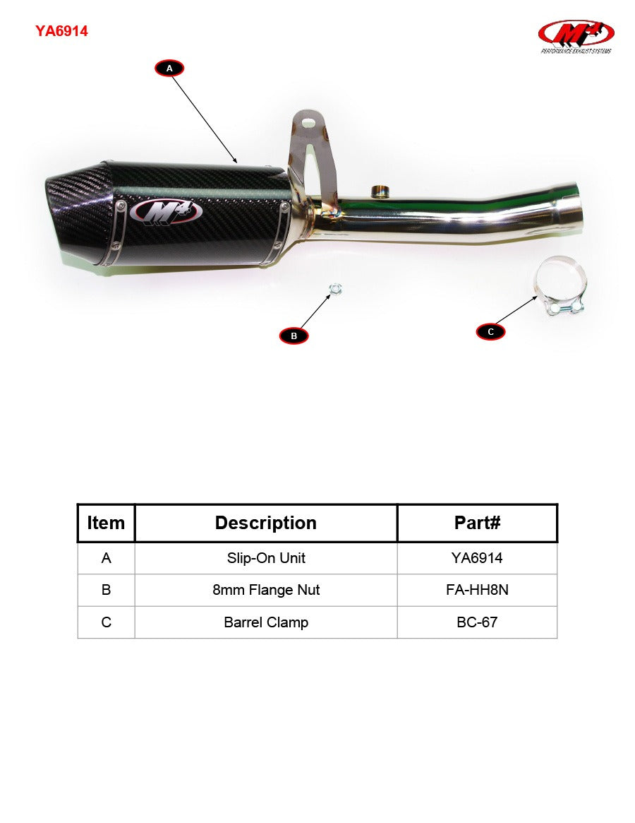 M4 Exhaust YA6914 Component Key
