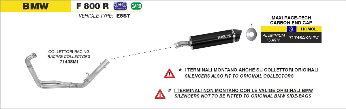 Arrow 71746AKN Maxi Race-Tech Aluminium Dark Slip On With Carbon End Cap