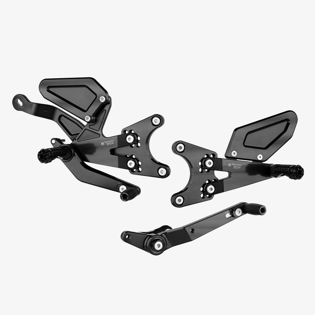 Bonamici Racing Adjustable Rearsets - Yamaha YZF R1 With OEM Akrapovich Exhaust