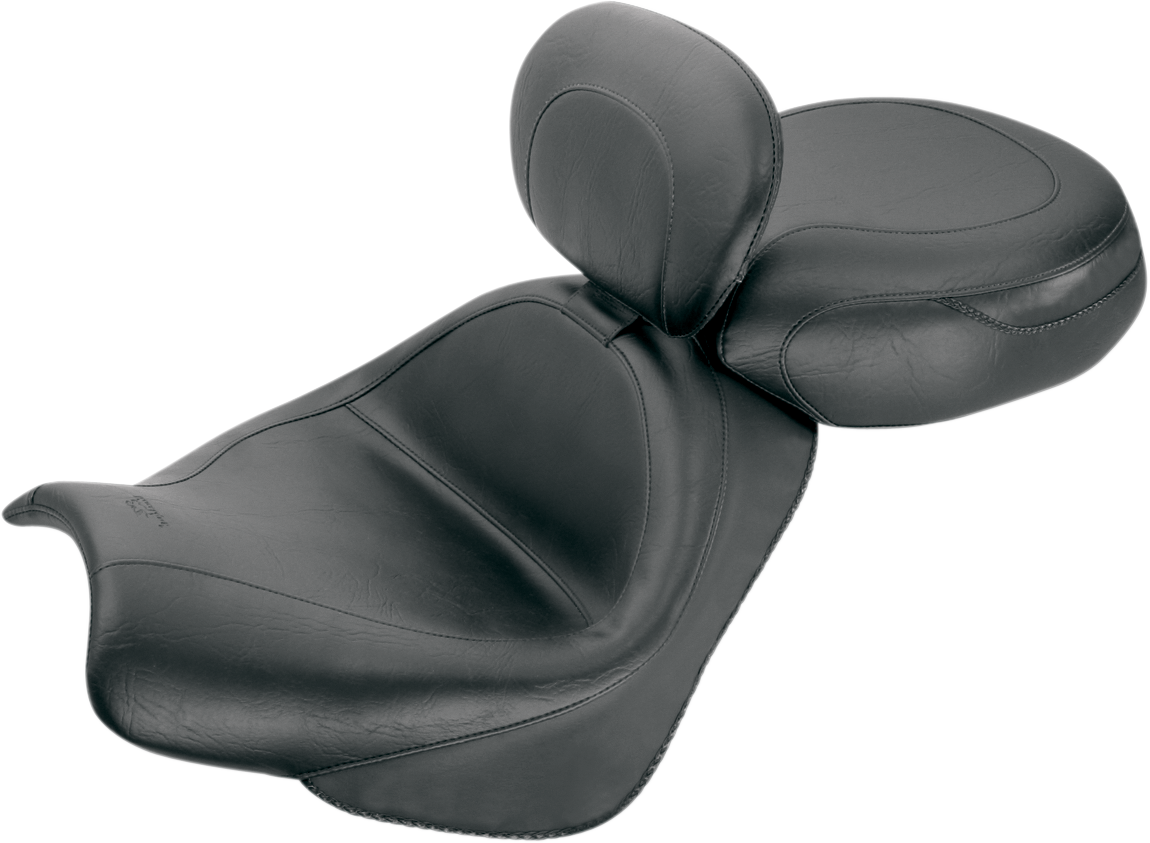 Mustang Seat - Vintage - Wide - Touring - With Driver Backrest - Two-Piece - Smooth - Black - VTX18