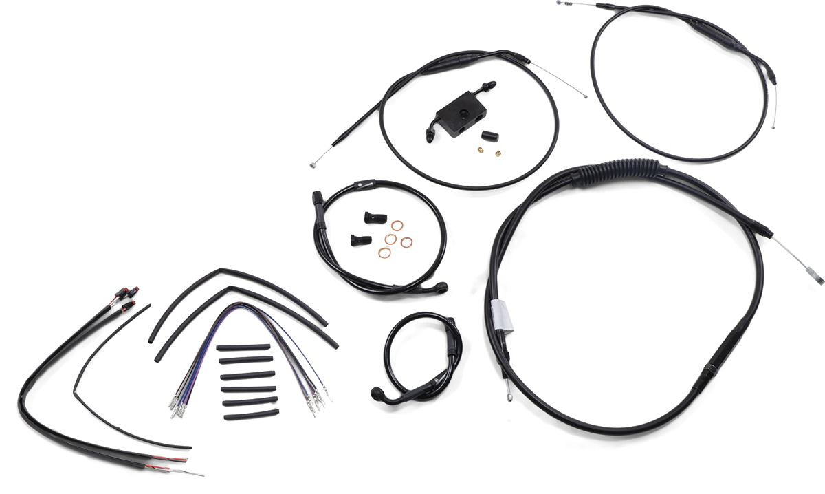 Burly Brand Extended Handlebar Cable And Brake Line Kit For Sportsters With ABS - 12" T-Bar Handlebars