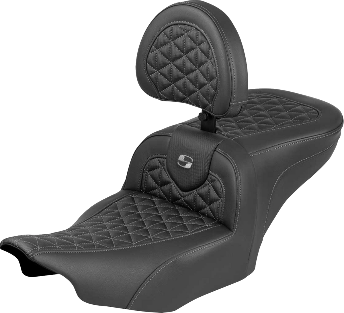 Saddlemen Roadsofa™ Seat - With Backrest - Gray Stitch - FLH/FLT '23-'25