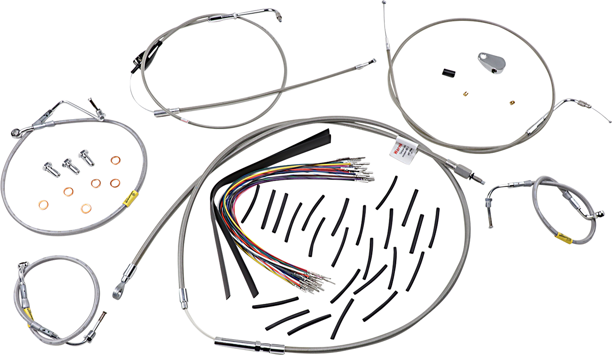Burly Brand Control Kit For Early Touring Bikes With Bagger Bar Handlebars - 13" - Cruise - Stainless