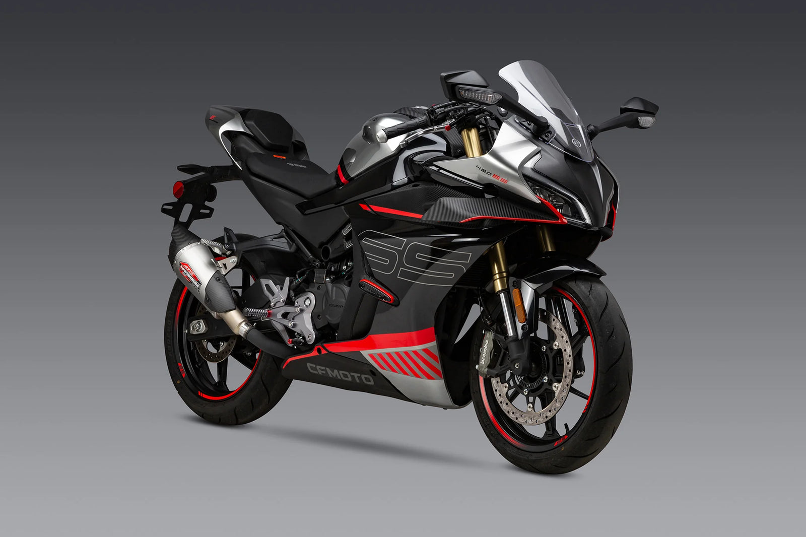 Yoshimura 450SS 23-26 / 450NK 24-26 AT2 Stainless Slip-On Exhaust, W/ Stainless Muffler