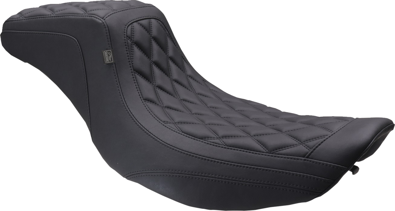 Mustang One Piece 2-Up Squareback Seat - Double Diamond - Black Stitch - FLH/FLT '97-'07