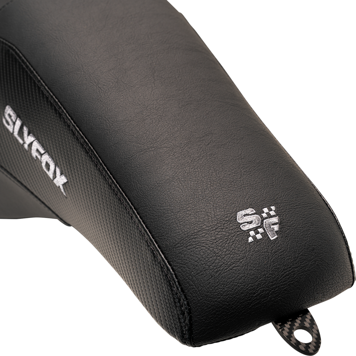 Slyfox Drifter Seat - Gray Logo - Smooth Vinyl - Carbon Fiber - FL '97-'07