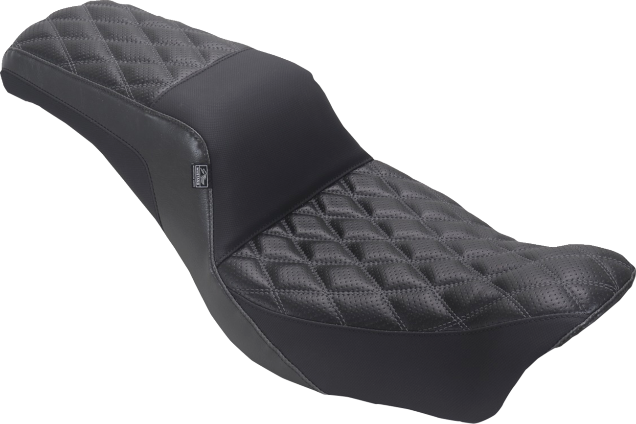 Mustang Squareback Seat - Double Diamond - Gray Stitch - Dyna '06-'17