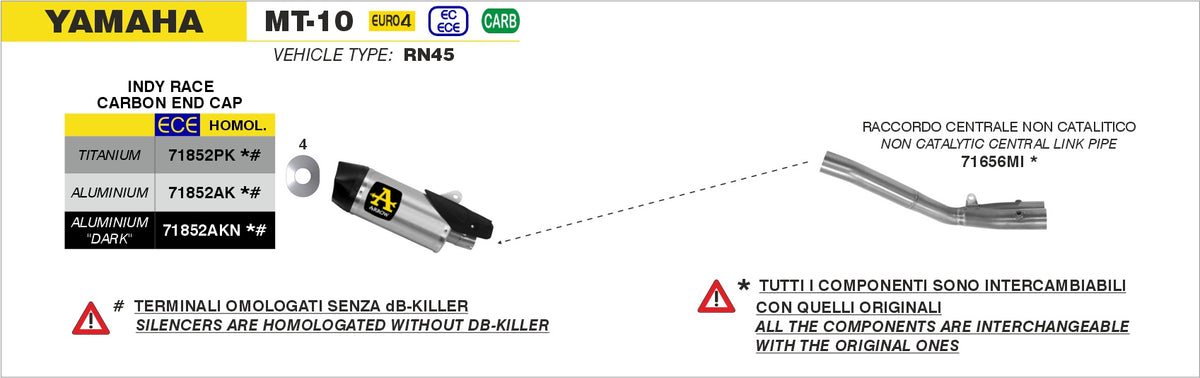 Arrow 71852PK Indy Race Titanium Slip On With Carbon End Cap