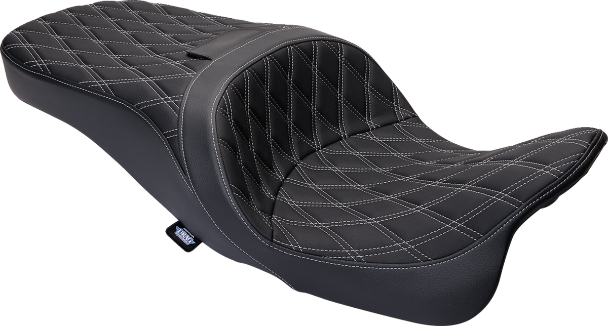 Drag Specialties Seats Freedom Seat - Vinyl - Double Diamond Silver Stitch - FLH '09-'23