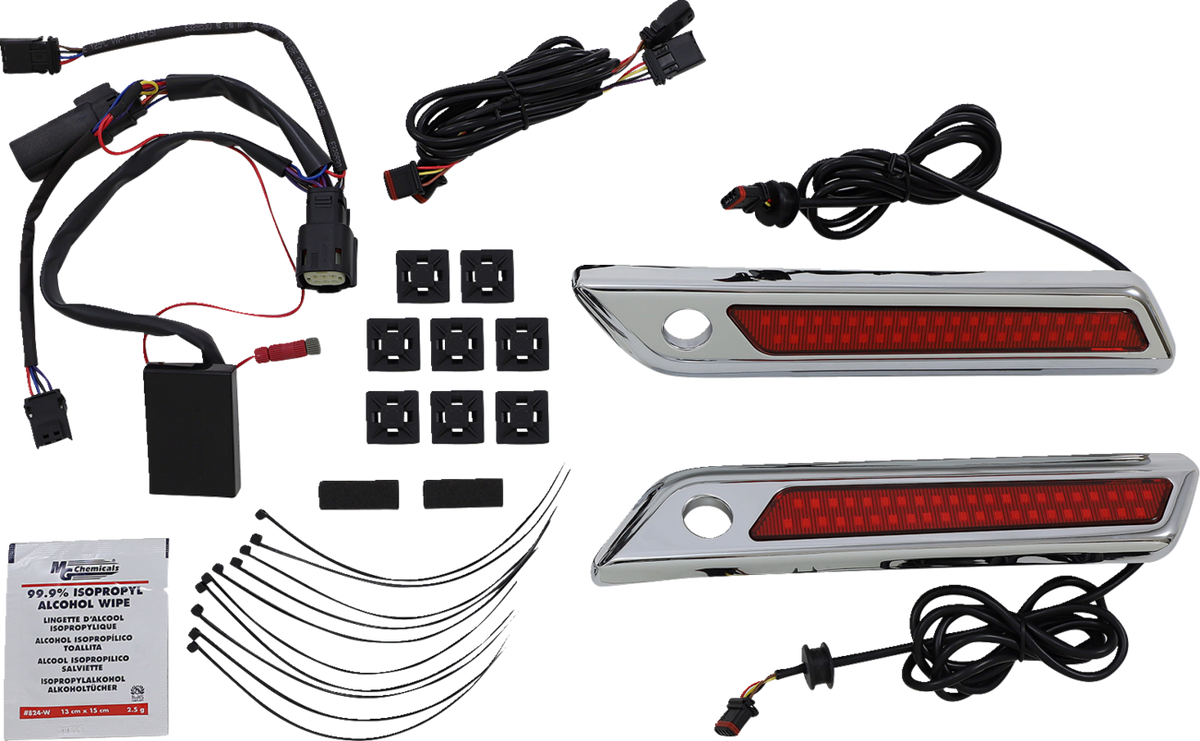Custom Dynamics Latch Light - Saddlebag - Dual Color - Red - Chrome