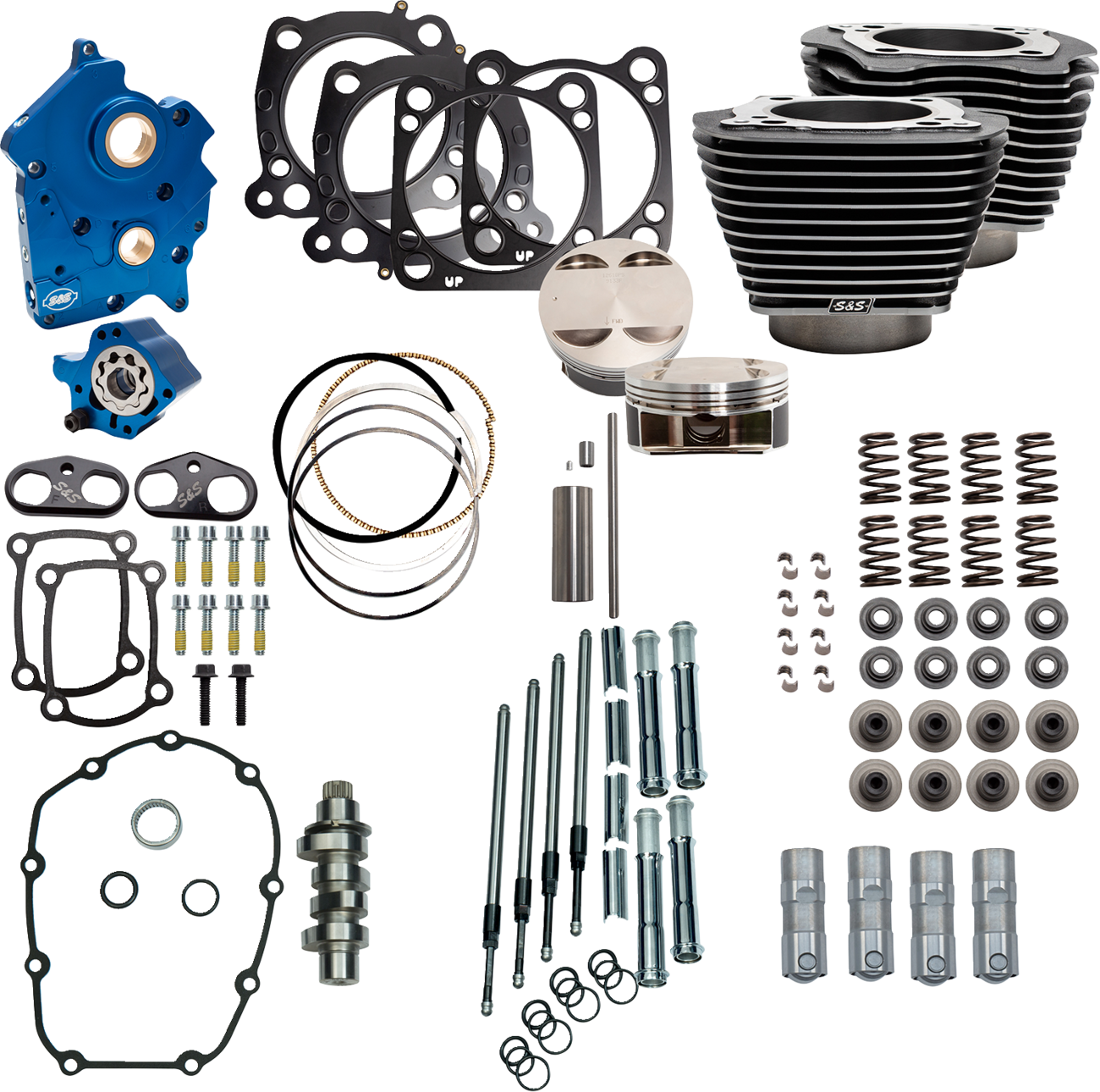 S&S Cycle Power Pack - Water Cooled - 550C - Black Granite W/Highlight - Chrome Pushrod Tubes - M8