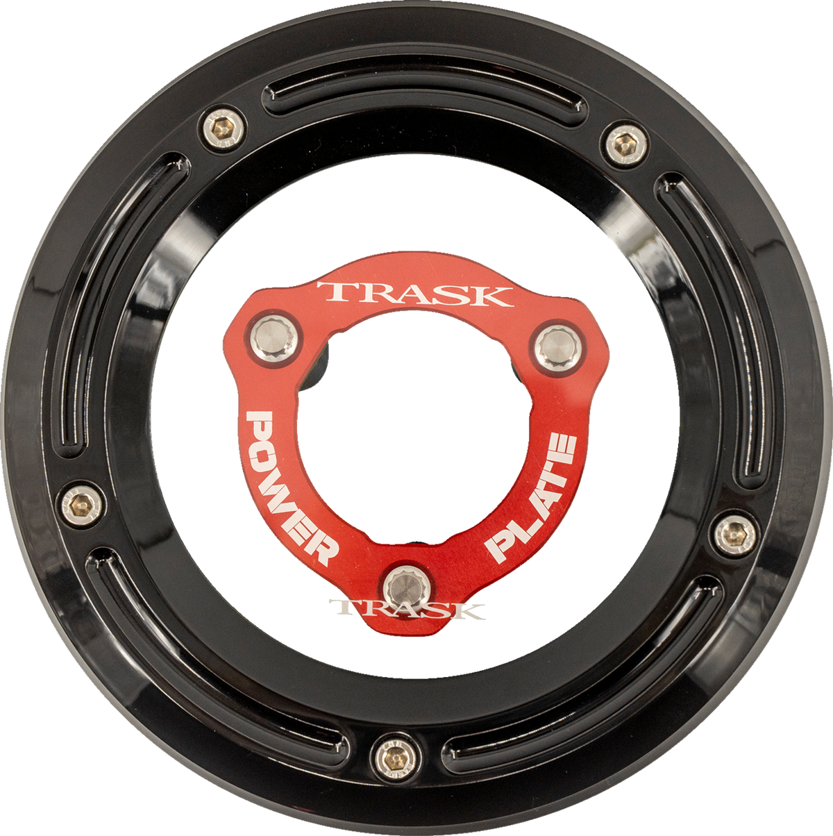 Trask Derby Cover With Power Plate - Black/Red - Kit - '17-'25 Harley-Davidson
