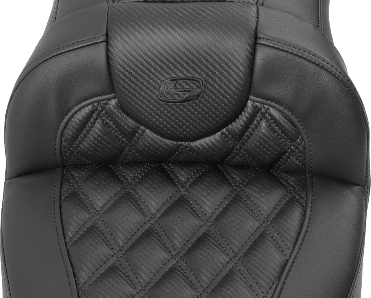 Saddlemen Roadsofa™ Extended Reach Seat - With Backrest - Carbon Fiber - Lattice Stitch - FLTR/FLHX '23-'24