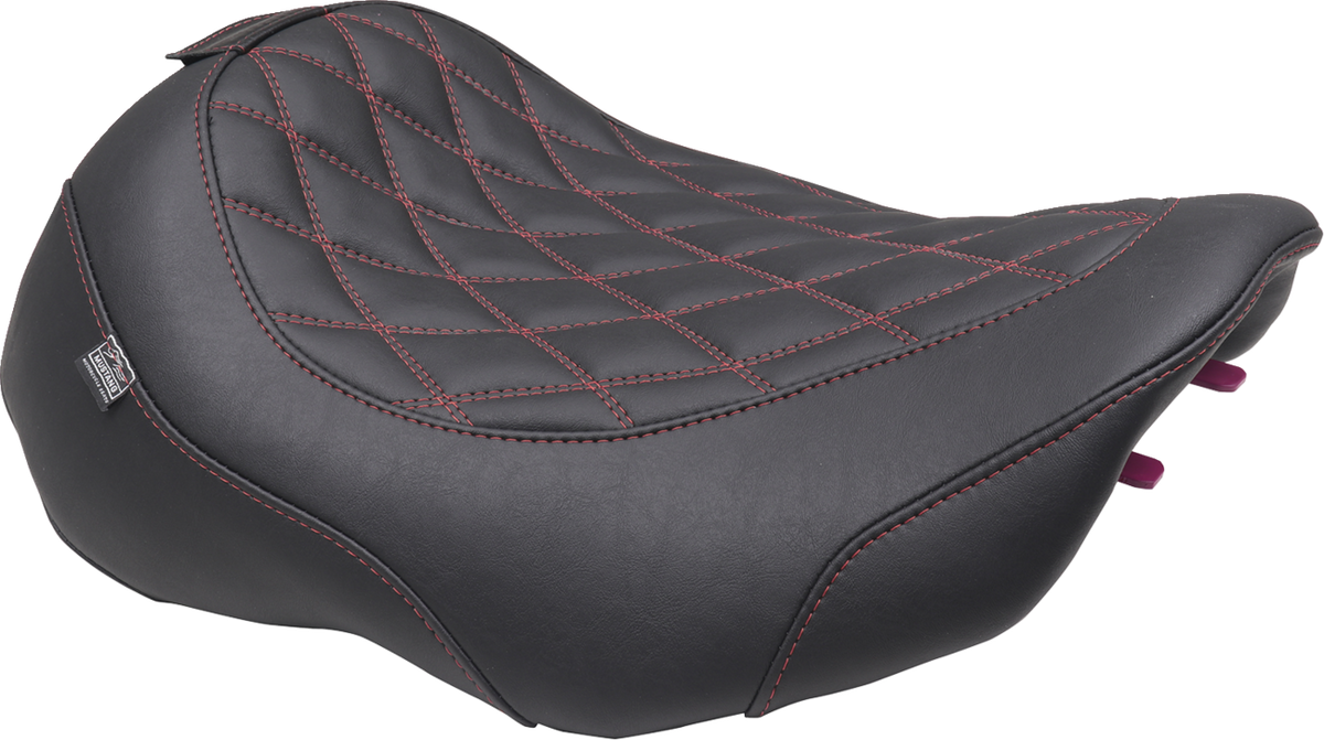Mustang Wide Tripper™ Seat - Solo - Dark Cherry Stitching - FLT/FLH '23-'25