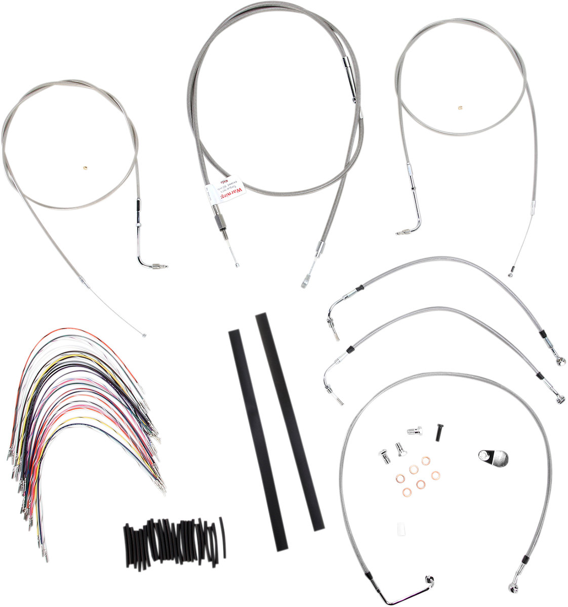 Burly Brand Complete Stainless Braided Handlebar Cable/Brake Line Kit - 16" Ape Hangers - '97-'99 Touring