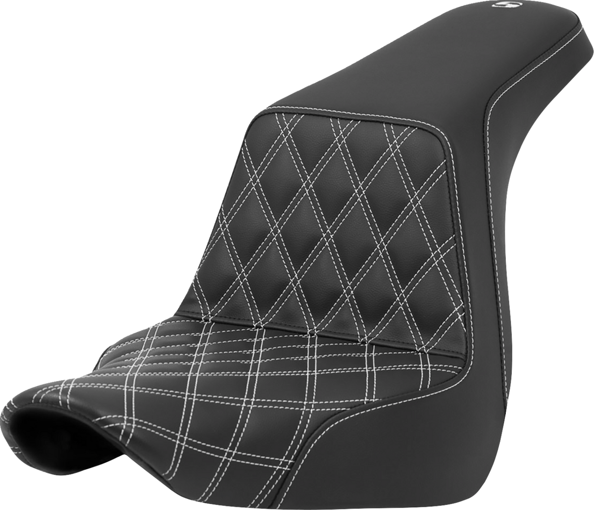 Saddlemen Step-Up Seat - Front Lattice Stitch - White Stitch - FXLR/FLSB '18-'24