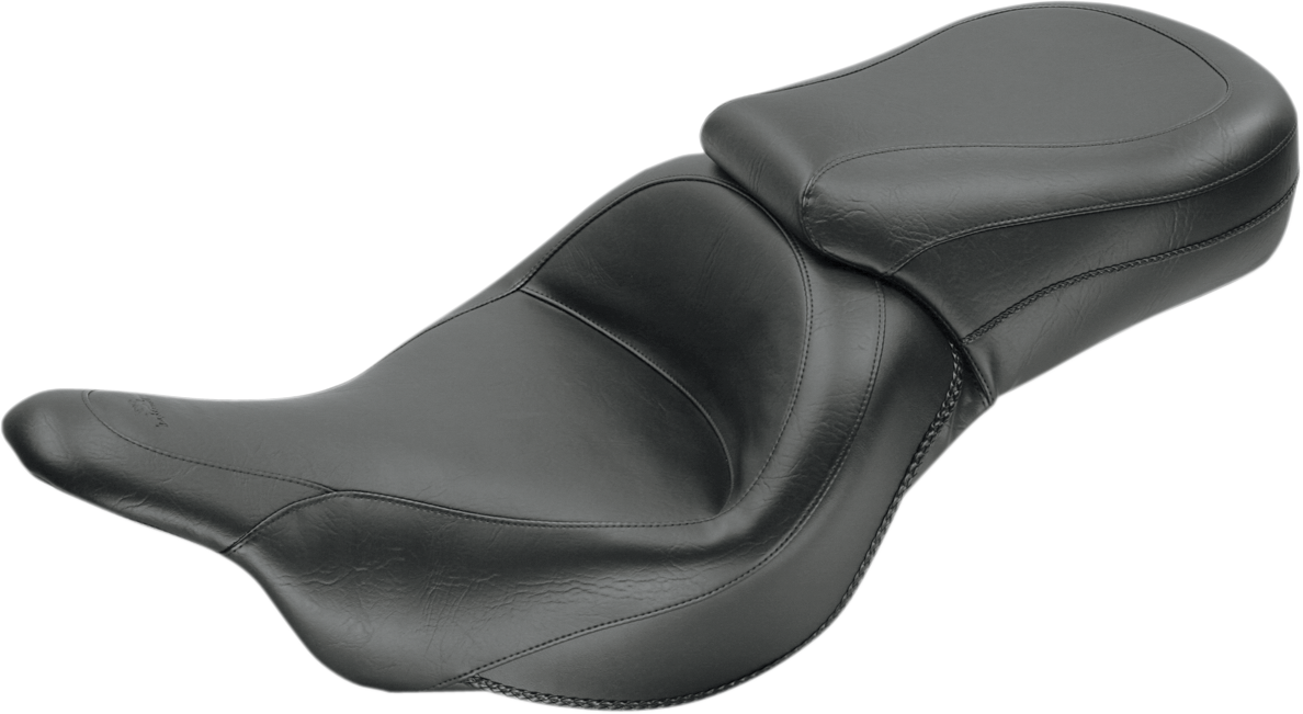 Mustang Seat - Vintage - Wide - Touring - Without Driver Backrest - One-Piece - Smooth - Black - Vulcan