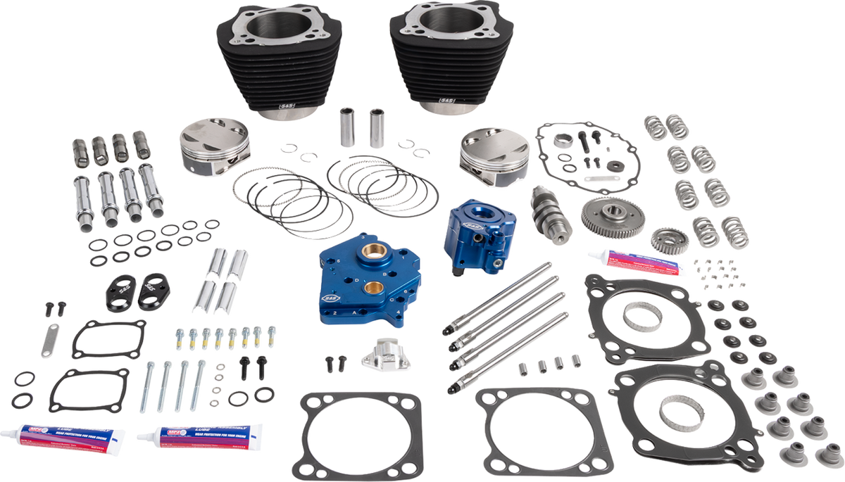 S&amp;S Cycle Power Package - Oil Cooled - 496 Gear Drive - Wrinkle Black W/O Highlight - M8