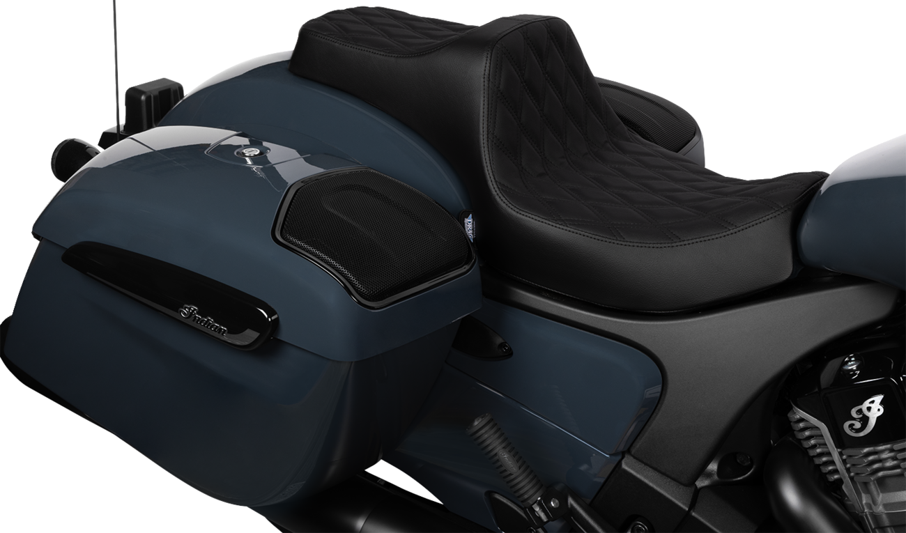 Drag Specialties Seats Predator III 2-Up Seat - Vinyl - Double Diamond - Black Stitch - Chieftain '25/Challenger '20-'25