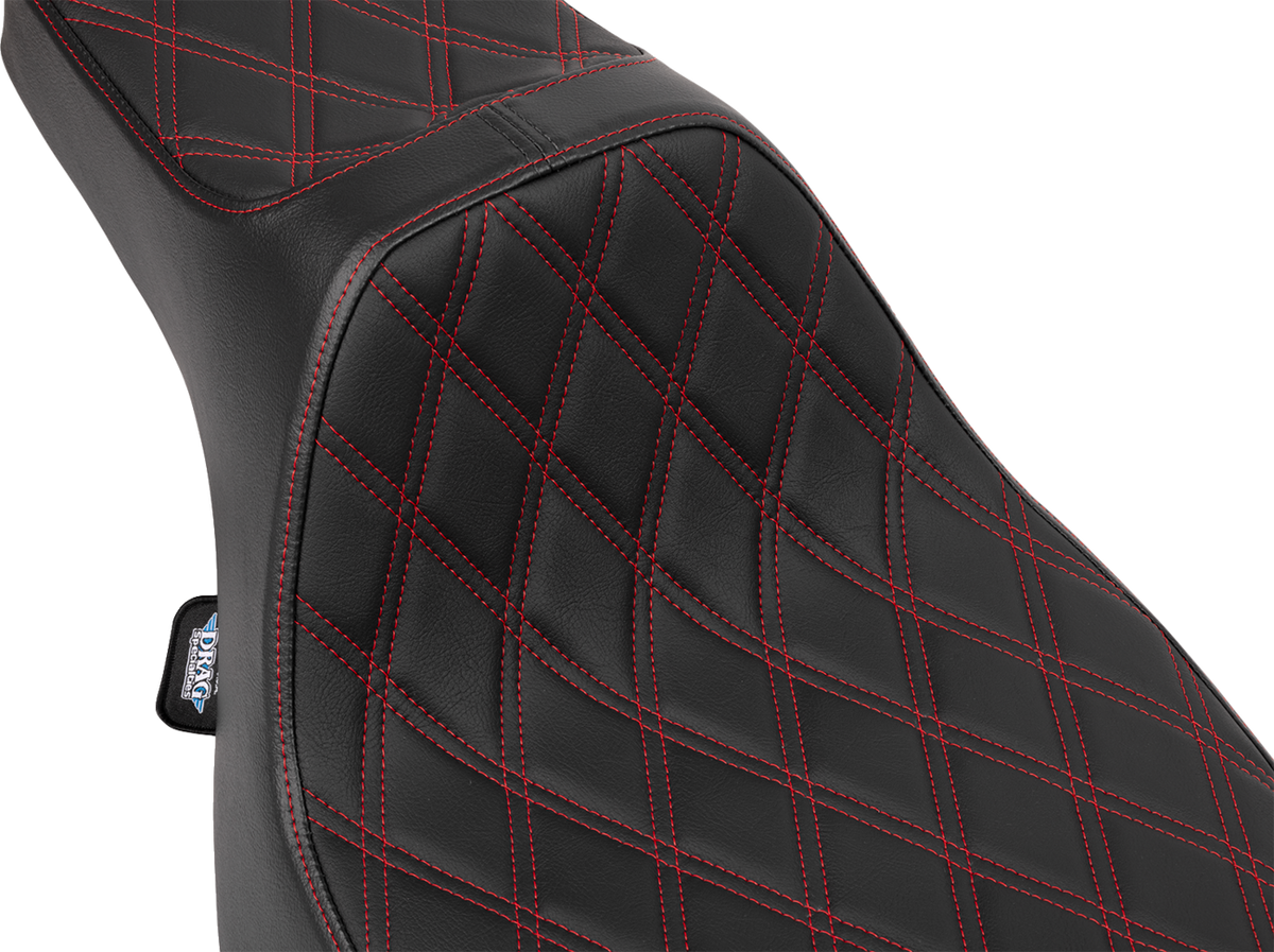 Drag Specialties Seats Extended Reach Predator III Seat - Vinyl - Red Double Diamond Stitch - FLT/FLH '23-'25