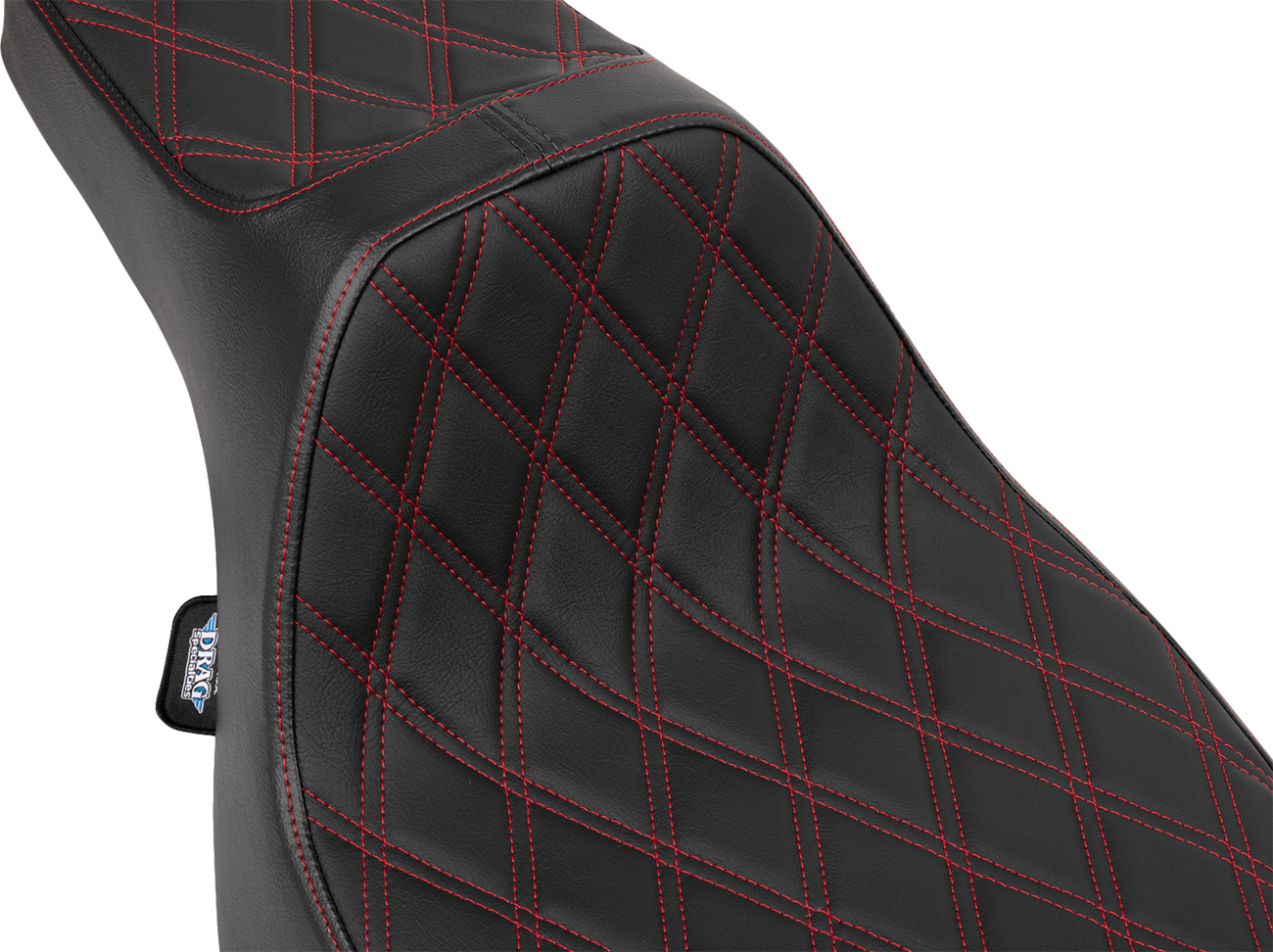 Drag Specialties Seats Extended Reach Predator III Seat - Vinyl - Red Double Diamond Stitch - FLT/FLH '23-'25