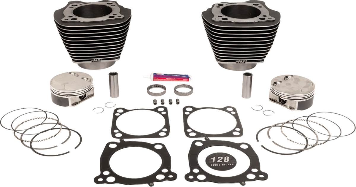 S&amp;S Cycle Cylinder Kit - 128" Big Bore - Black Granite W/Highlights - 114"/117" M8