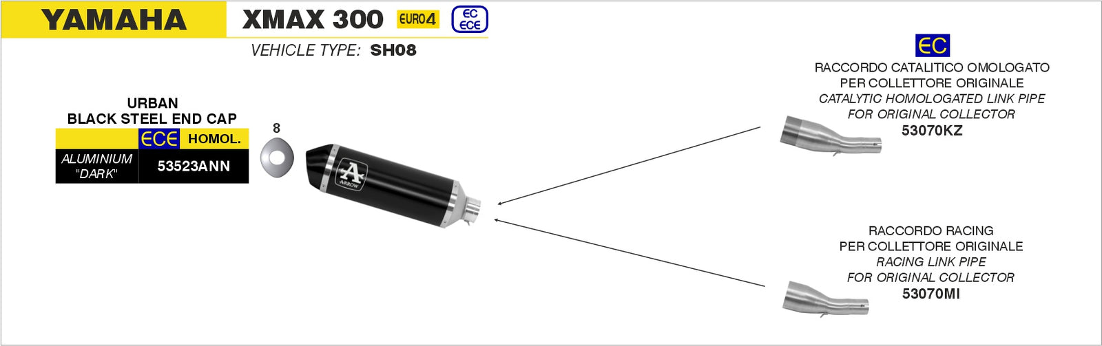 53070KZ Catalytic Homologated Link Pipe For Urban Exhaust