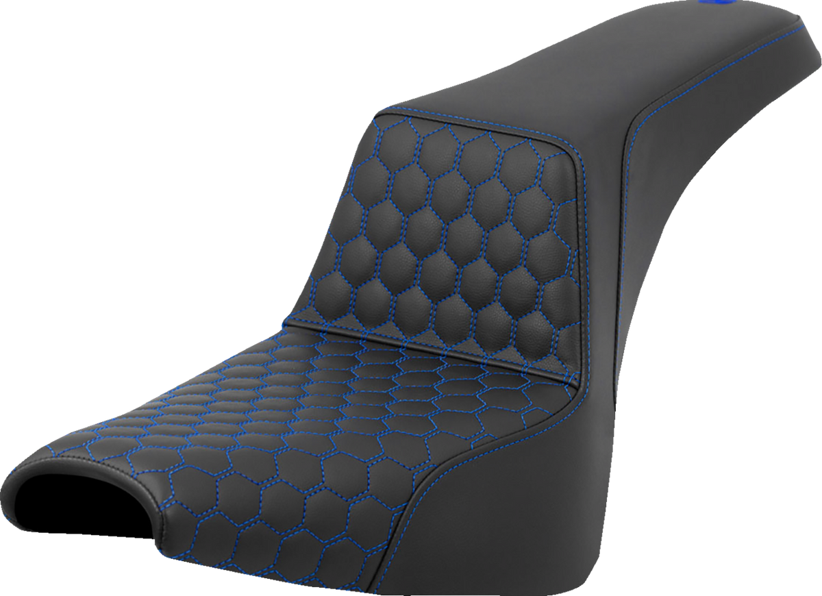 Saddlemen Step-Up Seat - Honeycomb - Blue Stitching - FXBB/FXST '18-'24