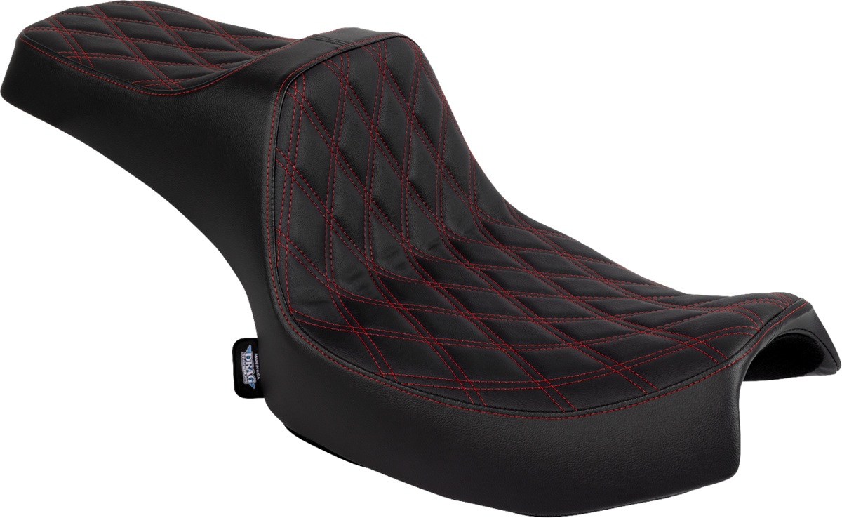 Drag Specialties Seats Predator III 2-Up Seat - Vinyl - Double Diamond - Red Stitch - Chieftain '25/Challenger '20-'25